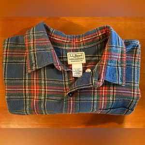 L.L. Bean Traditional Fit Mens Flannel Shirt Long Sleeve Button Front Size XL